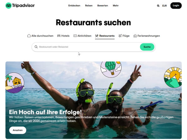 Screenshot vom Branchenbuch Tripadvisor